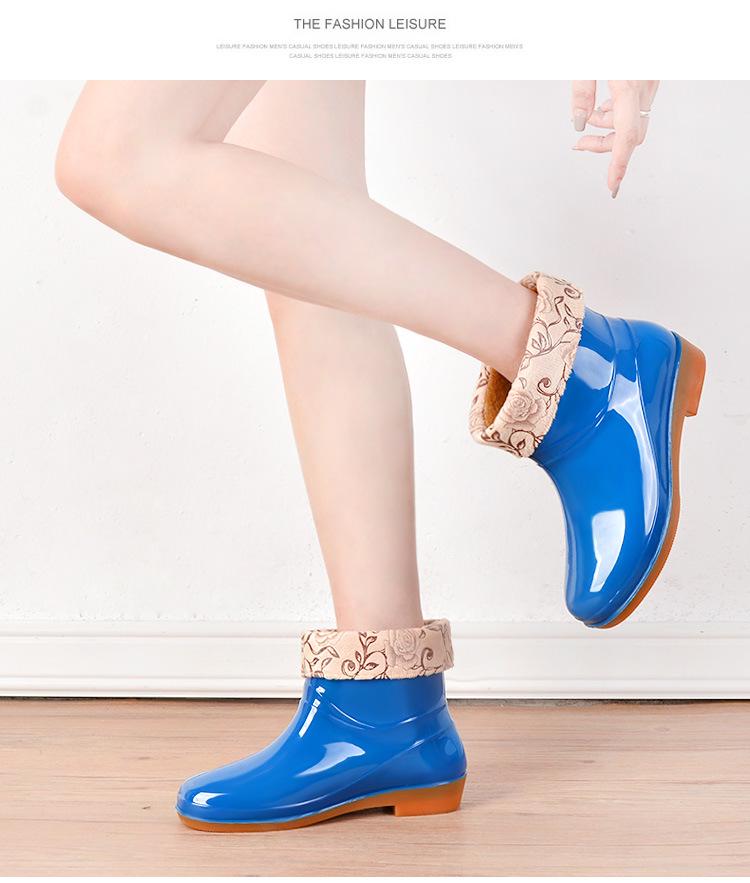 Women's Slip-On Waterproof Short Rain Boots, Non-Slip Mom Shoes for Kitchen, Home & Garden with Tendon Sole