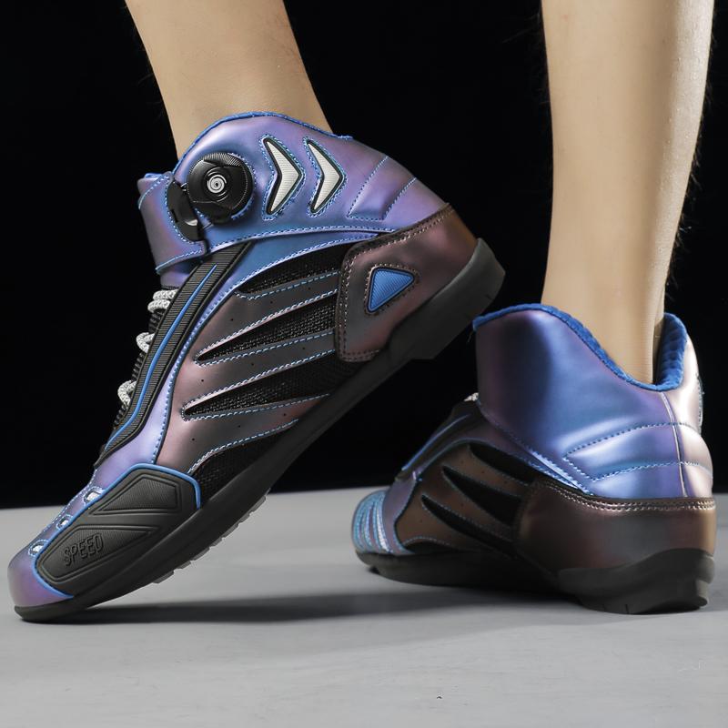 JAHSEH Motorcycle Boots Adults Motorbike Riding Shoes Breathable Biker Boots Men Women Anti-Slip Motocross Rider Riding Shoes