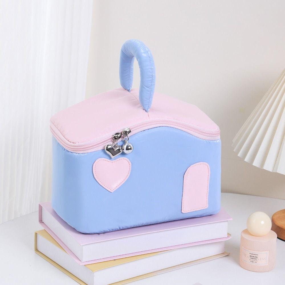 Korean Style Cartoon Makeup Bags House Shape Toiletries Storage Pouch Travel Wash Handbag  Outdoor