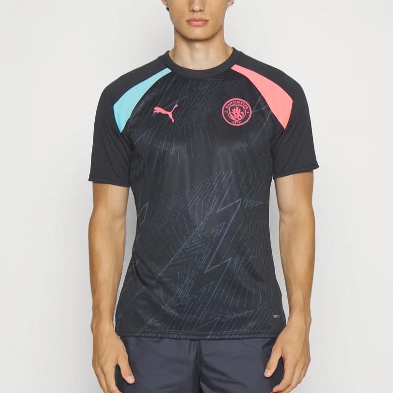 Puma Manchester City Prematch Jersey Logo Print Crew Neck Short Sleeve Football Shirt Men tops Black 772844-14