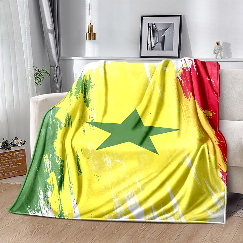 Senegal Flannel Blanket Soft All-Season Throw, Design for Camping, Car Travel, Hiking Sofa, Bed, Office Perfect Gift for Parties