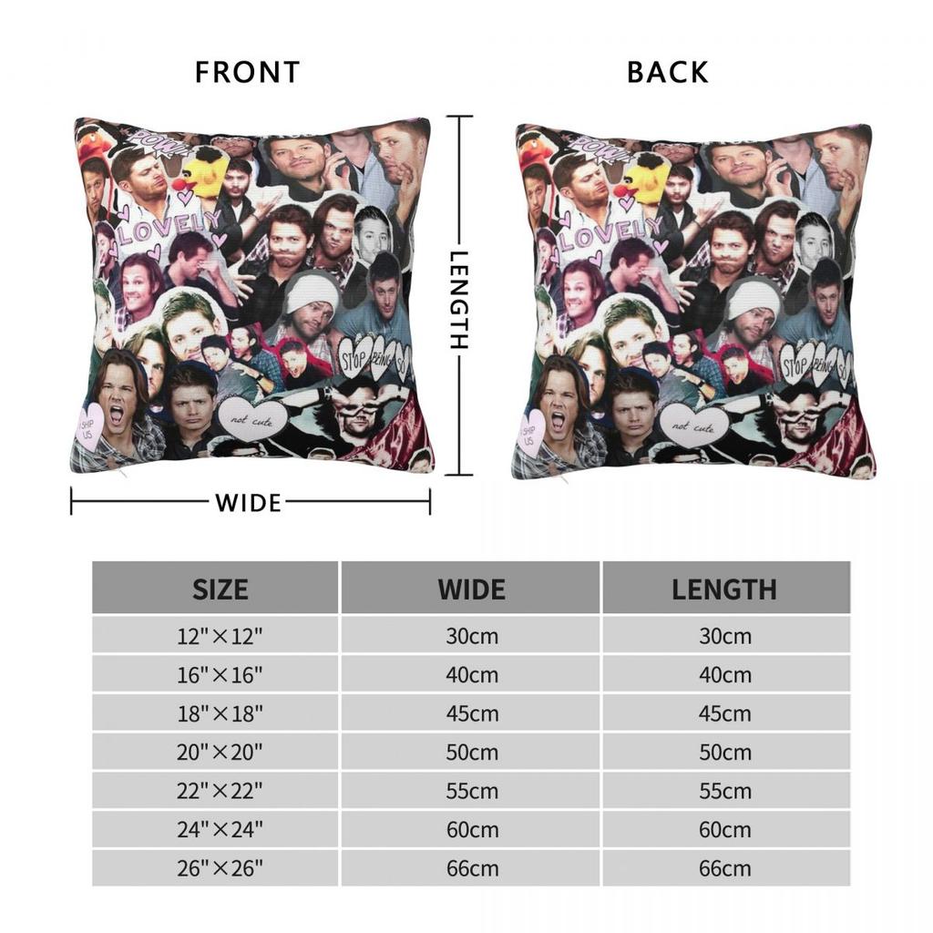 Supernatural Collage Square Pillowcase Polyester Linen Velvet Pattern Zip Decorative Throw Pillow Case Sofa Seater Cushion Cover