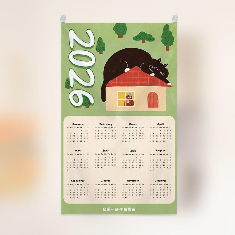 

2026 Fabric Wall Calendar with Velcro Sticker Cute Cartoon Multi-Style Hanging Calendar Home Office Decor Schedule Planner Gifts 40x70cm