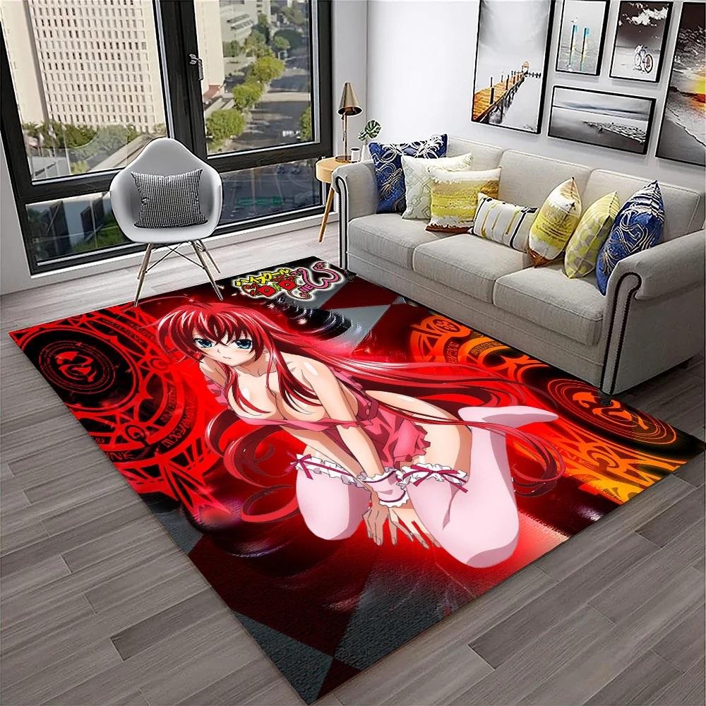 High School DxD Sexy Girl Cartoon 3D Carpet Rug for Home Living Room Bedroom Sofa Doormat Decor,kids Area Rug Non-slip Floor Mat