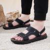 Men White  Flats Sandals Summer Brown Wide Head Roman Sandals Retro Black Leather Beach Shoes Plus Size