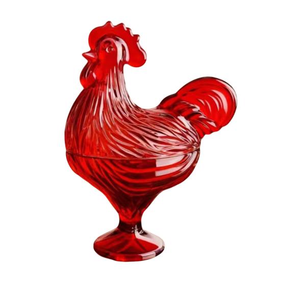 Glas Henne auf Nest Süßigkeitenschale mit Deckel Große Fußschale für Süßigkeiten Kekse Nüsse Desserts Vintage Rustikal Bonbonglas für Zuhause Küche Büro