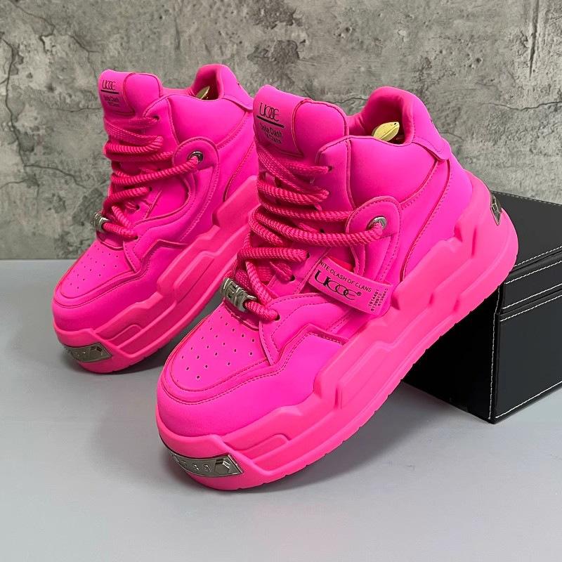 Fashion Men's Platform High Top Casual Shoes Korean Student Comfortable Soft Bottom Sneakers Versatile Trend Board Shoes Tenis Masculino