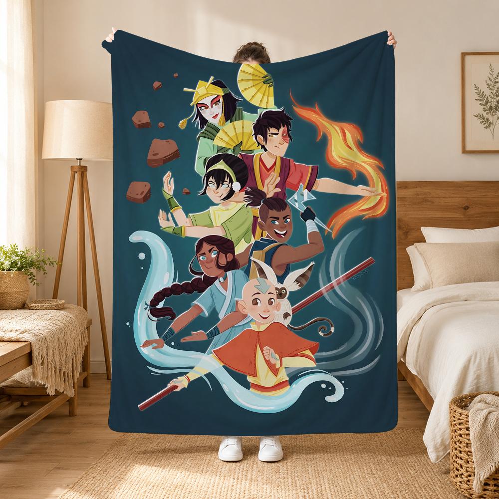 Avatar Der Letzte Airbender Cartoon Überwurf 240g Flanell Decke, geeignet für Sofas, Betten, Büros, exquisites Geschenkdecke