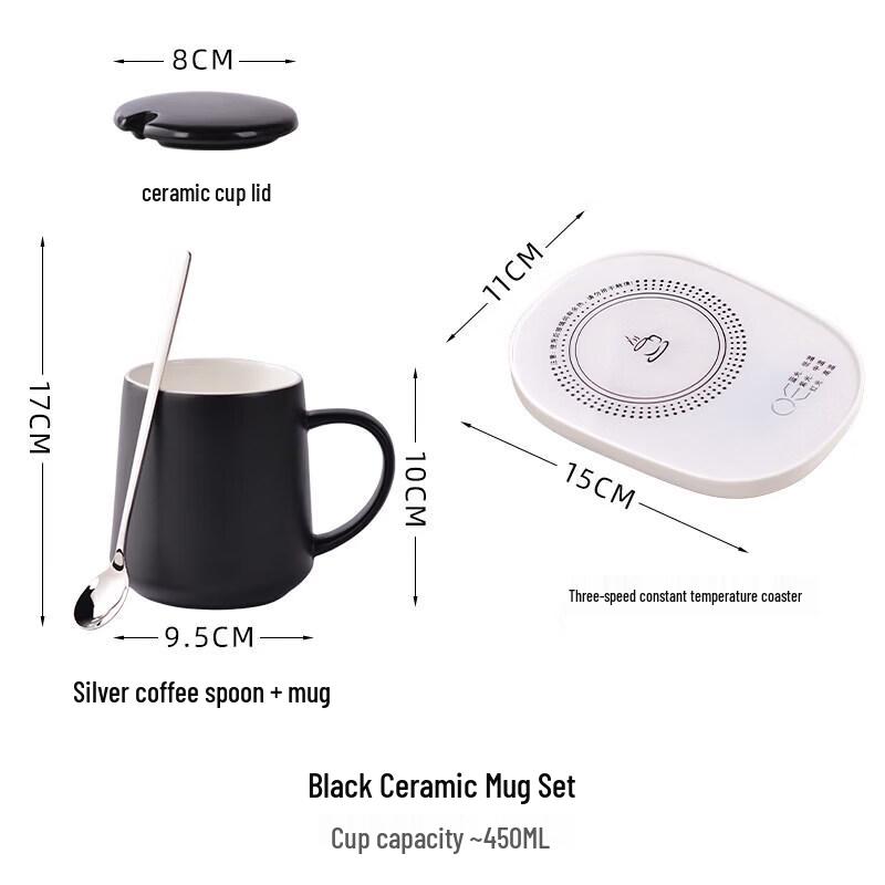 Qiwei Ceramic Coffee Mug with Lid and Spoon