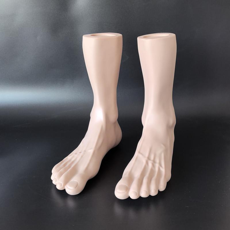 

PVC Male Foot Model for Shoe and Sock Display - Skin Tone, Flat Bottom, Creative Fake Foot Prop