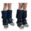 Scaldamuscoli alla Moda Estetici Calzini in Denim Harajuku Punk Cinturino con Fibbia Maniche per Gambe Copristivali con Tasca Streetwear