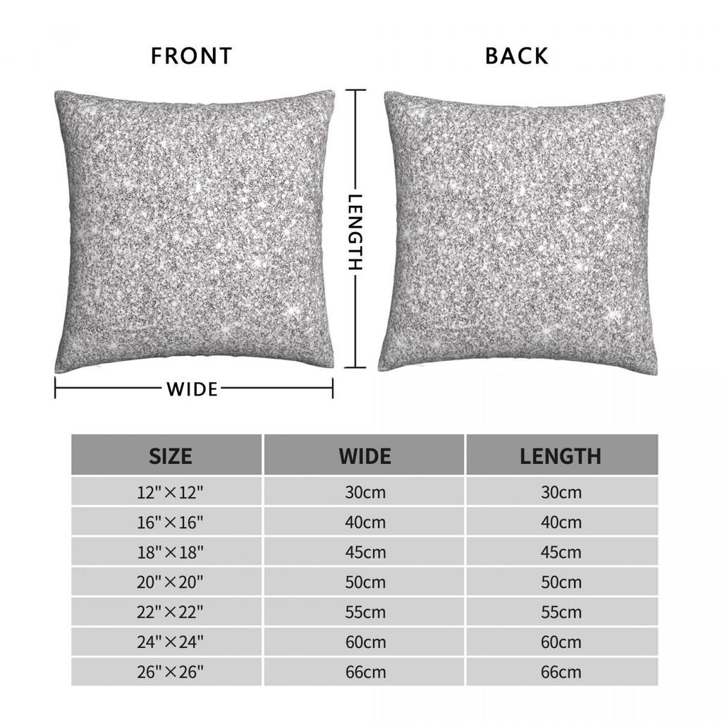 Silver Sparkles Square Pillowcase Polyester Linen Velvet Creative Zip Decorative Pillow Case Room Cushion Cover