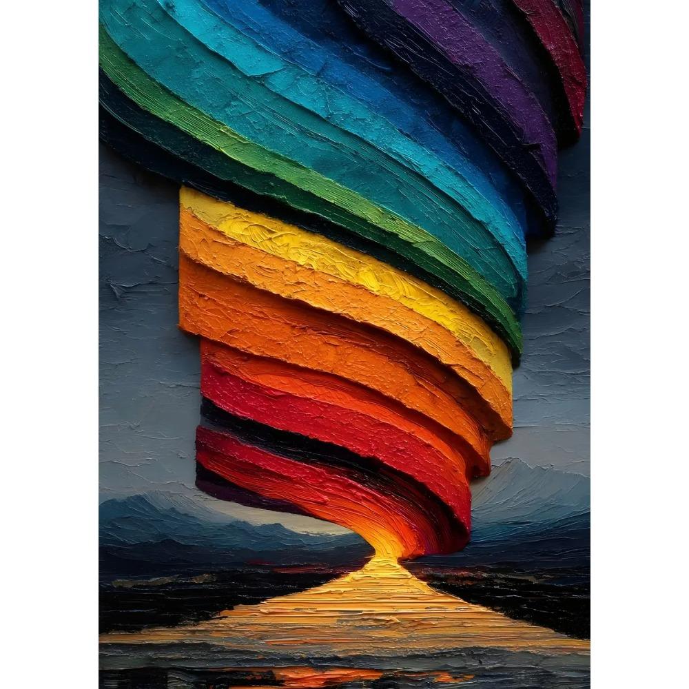 Colorful Abstract Chromatic Horizons Posters Wavy Floating Cubes Modern Prints Canvas Painting Wall Art Pictures Home Room Decor