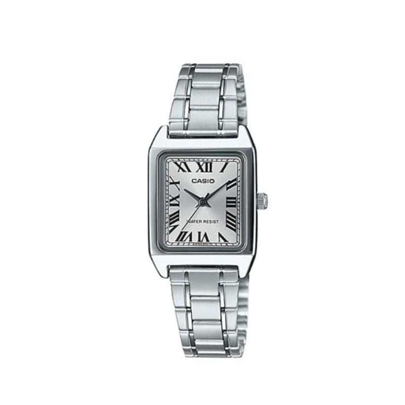 CASIO Vintage series simple three-pin design casual business Roman numeral scale Quartz Steel Strap women's watch silver dial LTP-V007D-7BUVDF