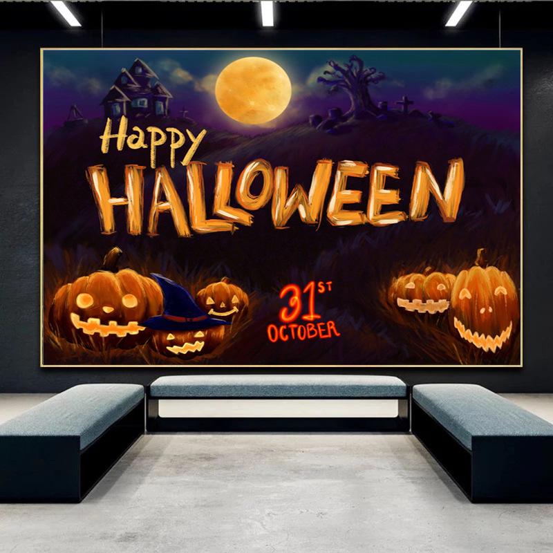 Happy Halloween Modern Canvas Wall Art for Bedroom & Living Room