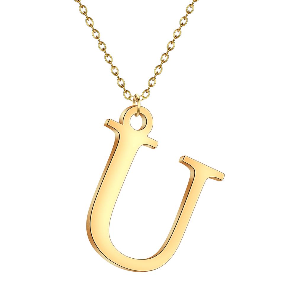 Kinitial A-Z English Alphabet Letter Pendants Necklaces For Women Metal Jewelry Simple Initial Chain Choker Collares