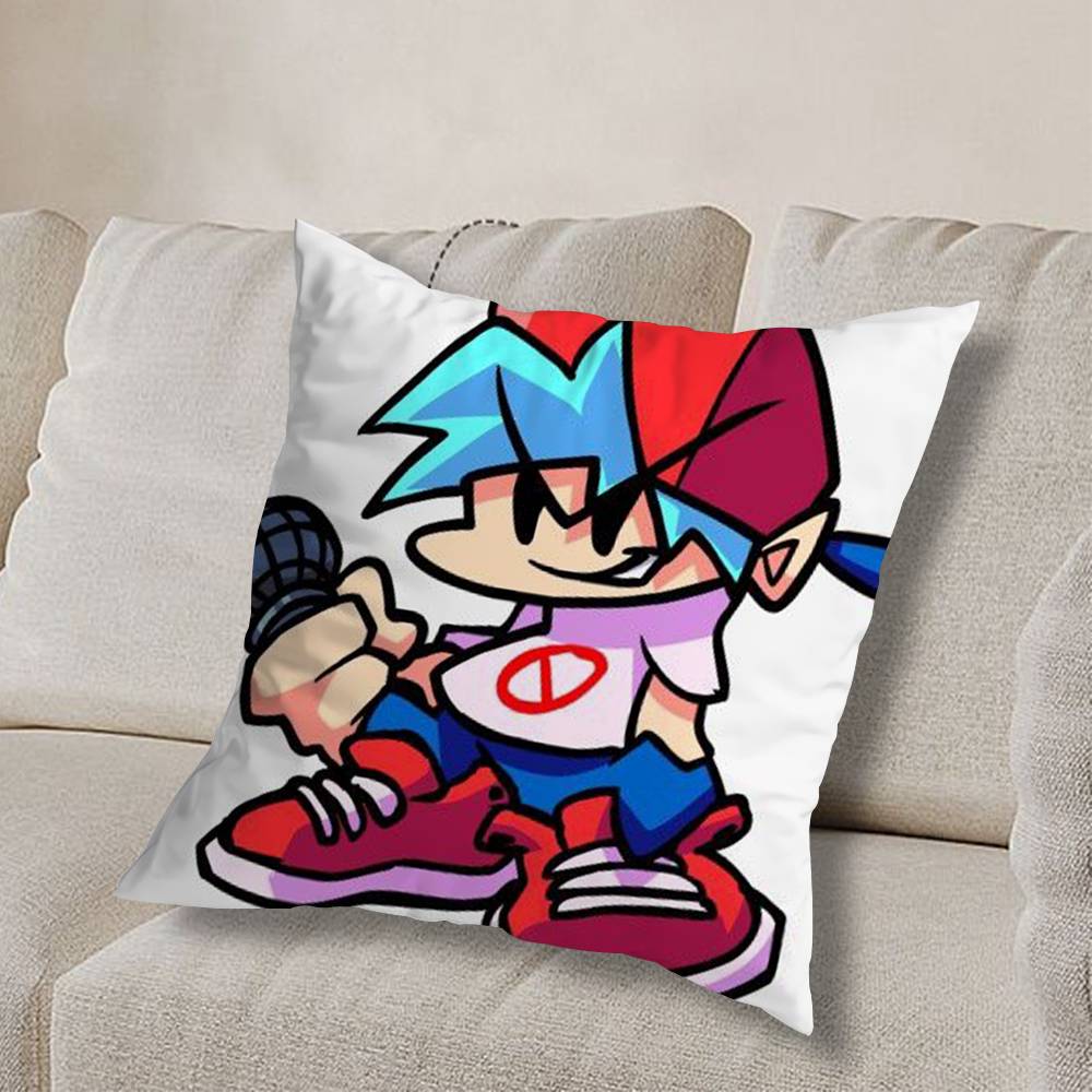 F-Friday Night Funkin cool Pillow Case Square Double-Sided Printing Short Plush Sofa Cushion Cover Bedroom Bedside Pillow