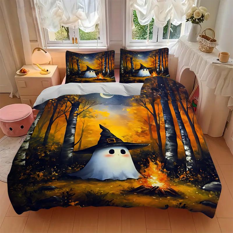 3pcs Ghost Forest Bedding Set, Includes Without Pillow Inserts, Soft Comfortable Bedding Set,All-Season Use A0924077