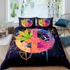 Boho Hippie Psychedelic Flowers Duvet Cover Colorful Peace Sign Bedding for Boys Girls Women Bedroom Decorative Rainbow Tie Dye