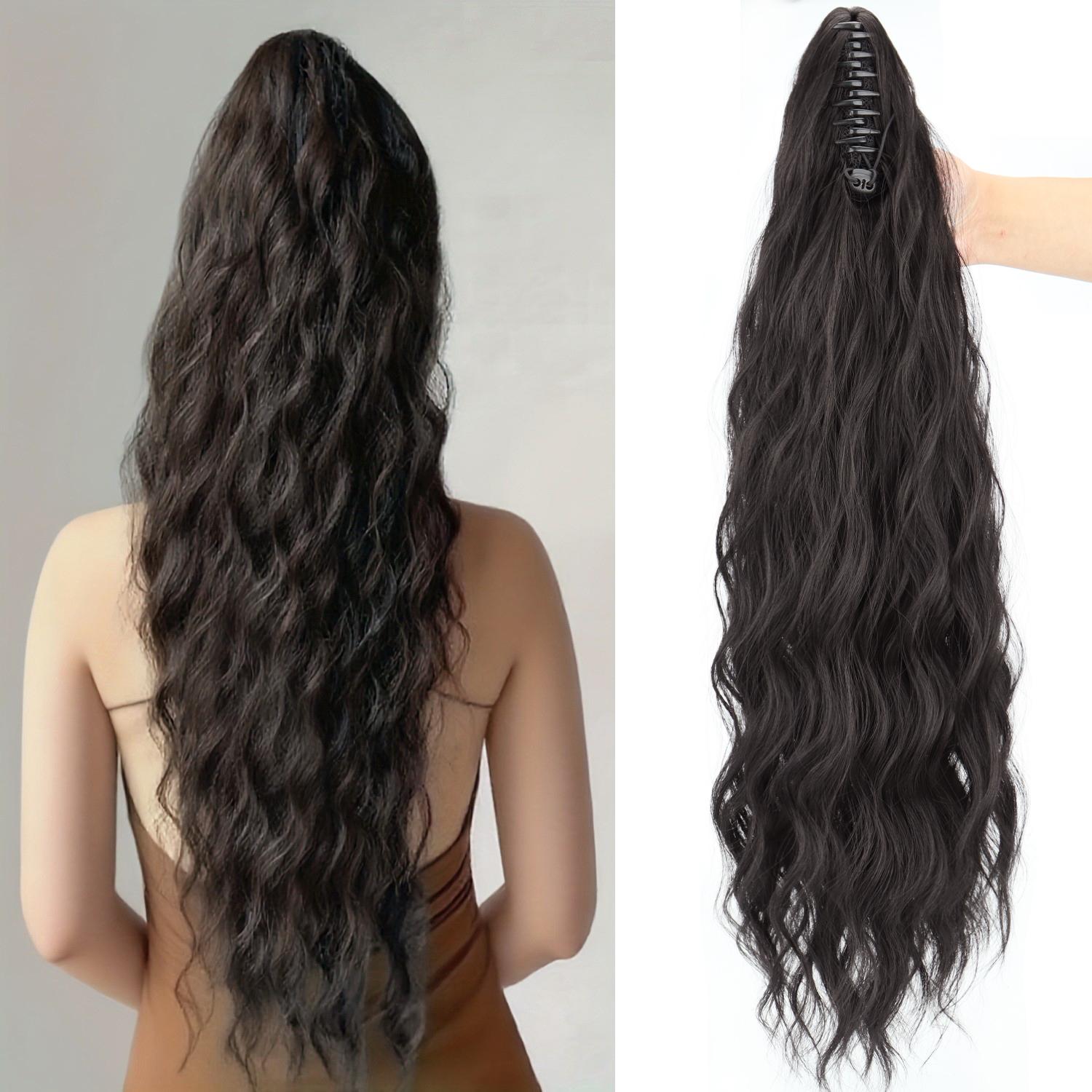 

Синтетические заколки-коготки для хвоста с эффектом водная волна , черные, блонд, термостойкое волокно, пушистый, небрежный хвост, накладные волосы для женщин 26inches