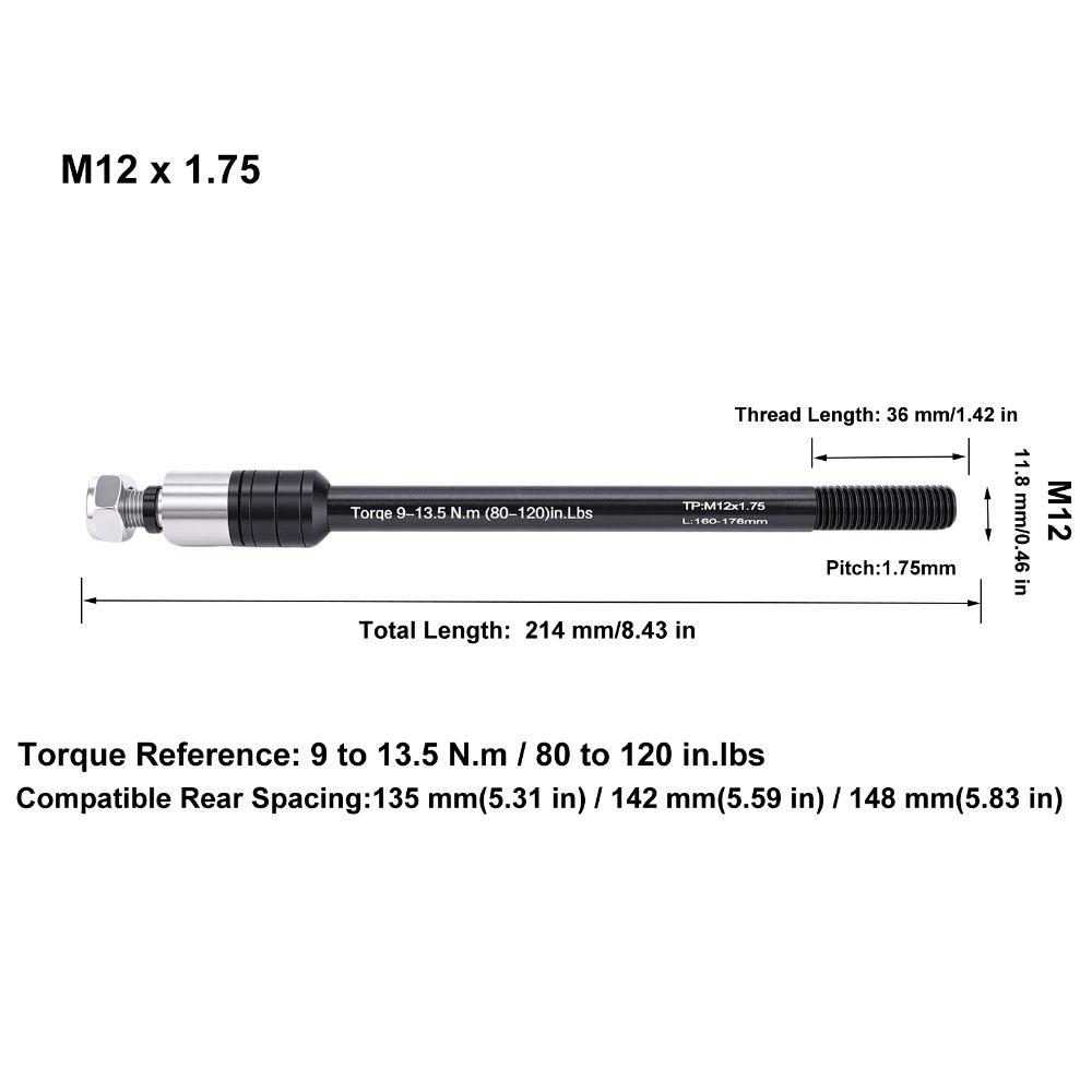 Adjustable Thru Axle Aluminum Alloy, Stainless Steel Bike Thru Axle Adapter Rear Axle Replacement