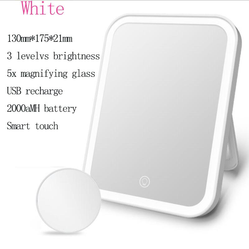 

Portable Makeup Mirror LED Vanity Mirror 2000MAH USB Recharge Adjustable Table Lamp Brightness Dimmable with Magnification Mode