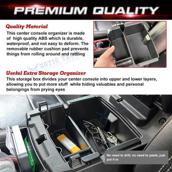 Black Center Console Organizer For Jeep Wrangler JL JLU & Gladiator JT 2018-Up