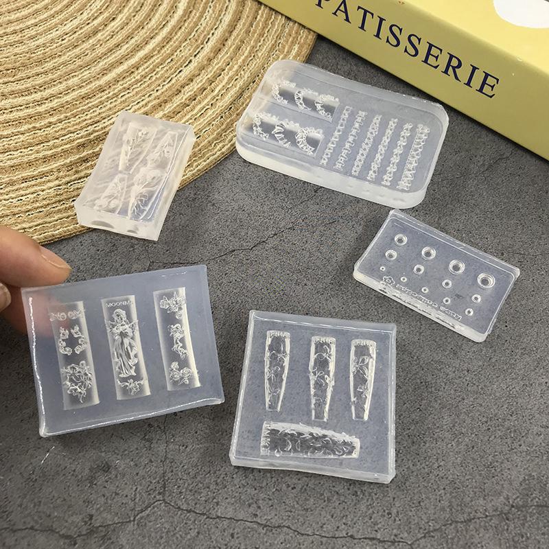 Cartoon Silicone Nail Mold Flower Nail Decorations Nails Diy Design Stereoscopic Stamping Plate Manicure Tools Art Supplies