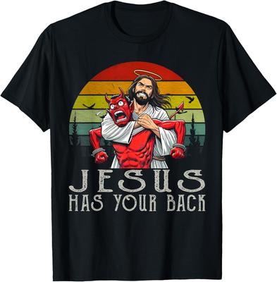 Jesus Has Your Back Funny MMA Choke Holds TShirt 100 Cotton ONeck Short Sleeve Summer Casual Mens Tshirt Streetwear