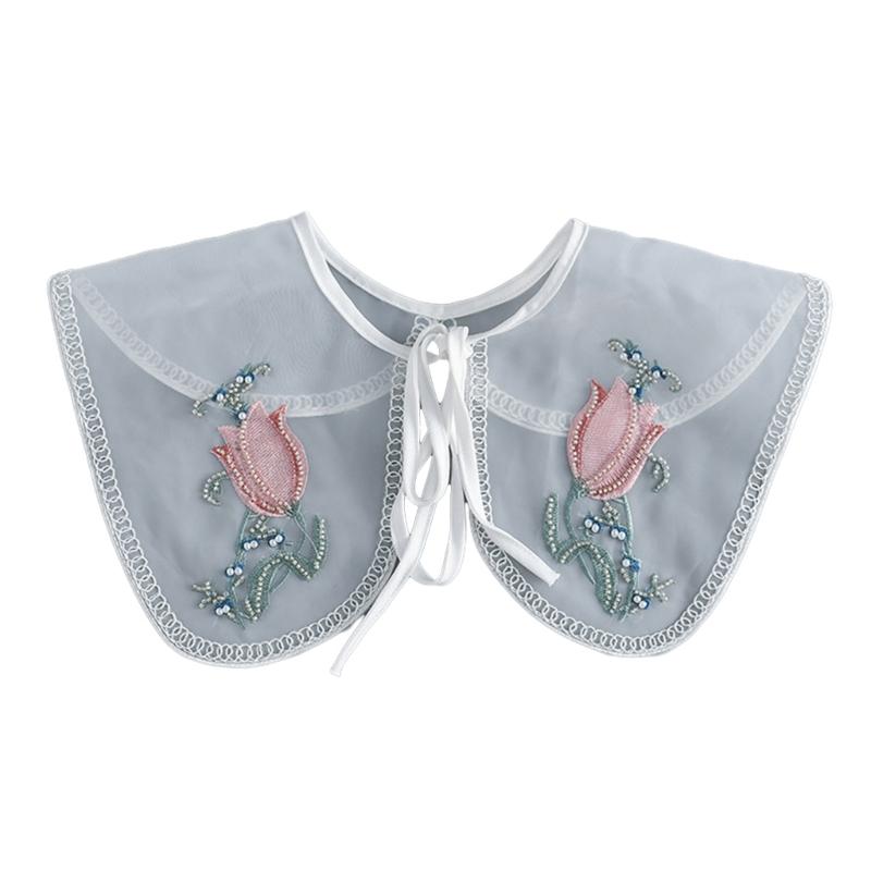 Embroidered False Collar for Women Teens Girls Elegant Detachable Faux Collar Blouse Collar Fashion Clothing Accessories