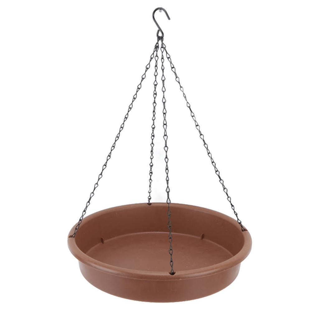 Bird Bath Hanging Bird Feeder Round Plastic Hanging Bird Feeder Tray Outdoor Bird Bath Tray Brown