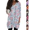 Modisches Damen Top mit V-Ausschnitt, Tasche und Valentinstags-Print, 3/4-Ärmel