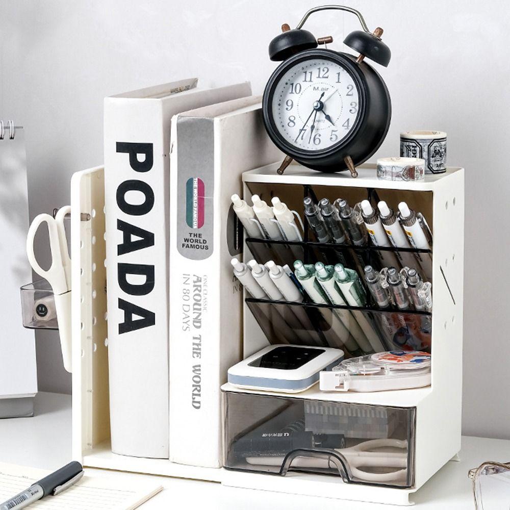 Large-Capacity Desktop Pen Holder Oblique Design Book Storage Rack Durable Desk Organizer  Home