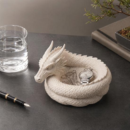 3D Printed Fantasy Dragon Catchall, Gothic Dragon Catchall Bowl, Desktop Key Storage Tray, Jewelry Tray Organizer, Desk Companion for Home Office Room