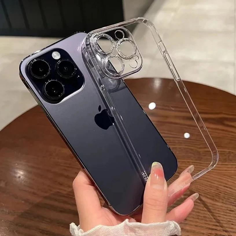 Ultra Thin Phone Case For iPhone 16 15 14 13 12 11 Pro Max 12 13 mini X XR Transparent Camera Protection Slim Soft Back Cover