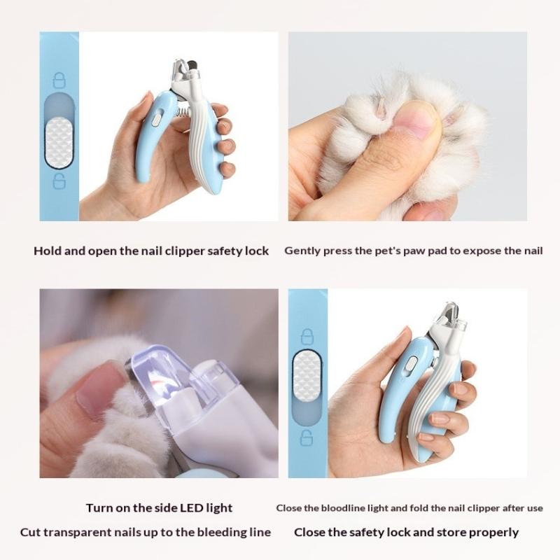 Professional Pet Nail Clippers With Led Light For Cats And Dogs Labor-Saving Nail Trimmer And Paw Grooming Scissors