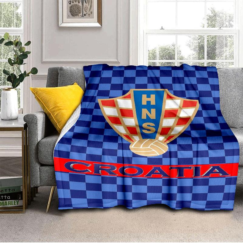 Coperta con Emblema del Calcio Croato Coperta in Flanella da Esterno per Campeggio, Escursionismo, Feste in Giardino, Essenziali per Picnic, regalo per famiglia e amici