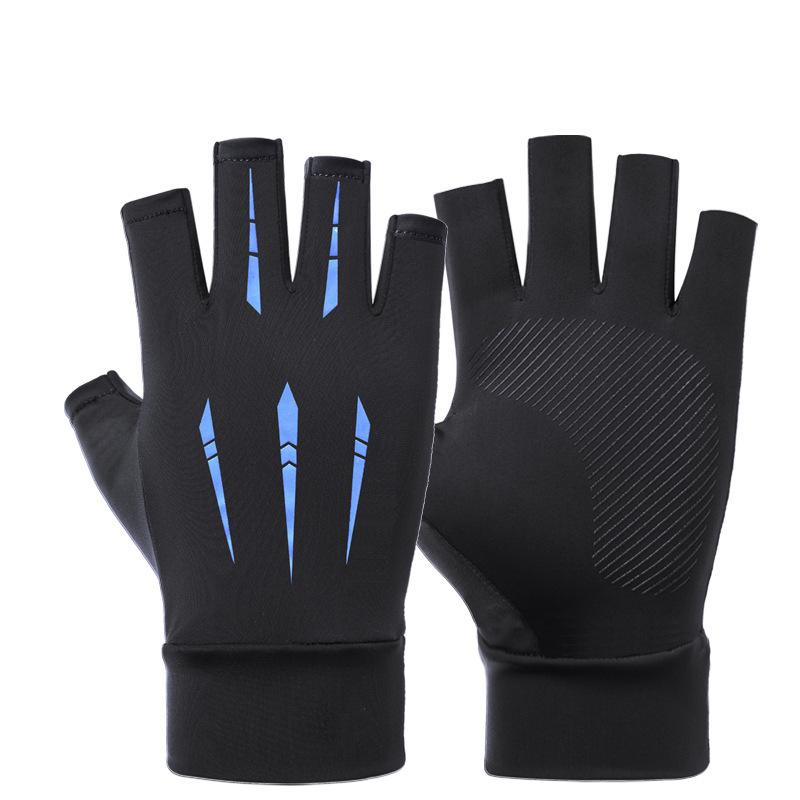 Sunscreen Gloves Driving Fishing Leaking Two Fingers Ice Silk Anti-slip Gloves Breathable Fitness Cycling Express Quick Dry Gloves