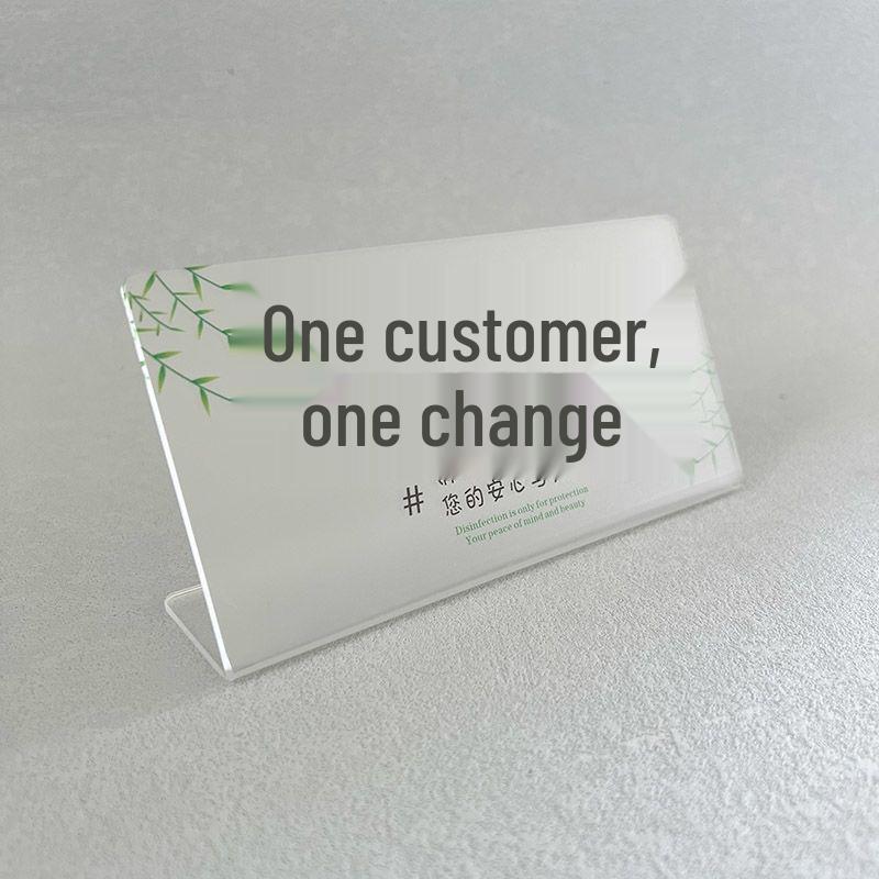 Today's Disinfected Sign: One Guest, One Change - Hotel & Salon Reminder Table Card