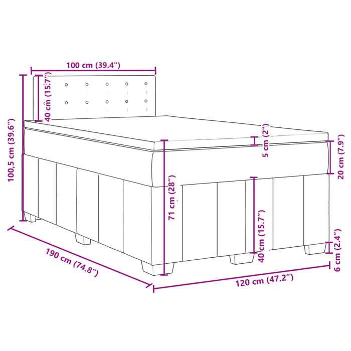 VidaXL Slatted Bed Base with Mattress Dark Grey 120x190cm Fabric 3287022
