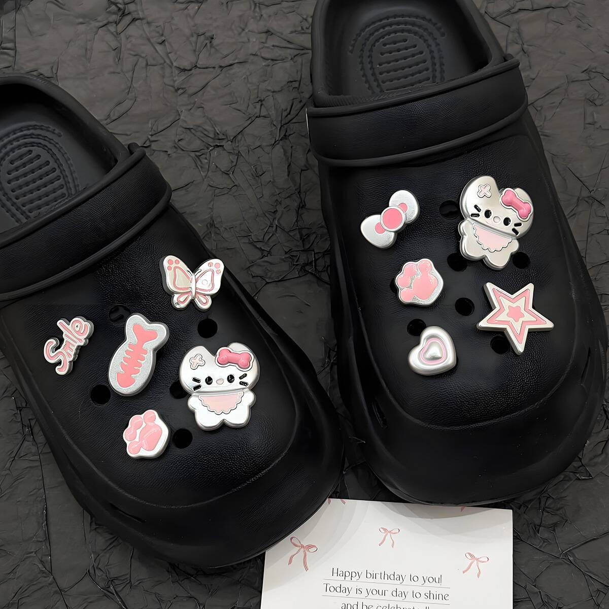 Cartoon Cat & Butterfly Heart Shoe Buckle Detachable Decoration Accessories.