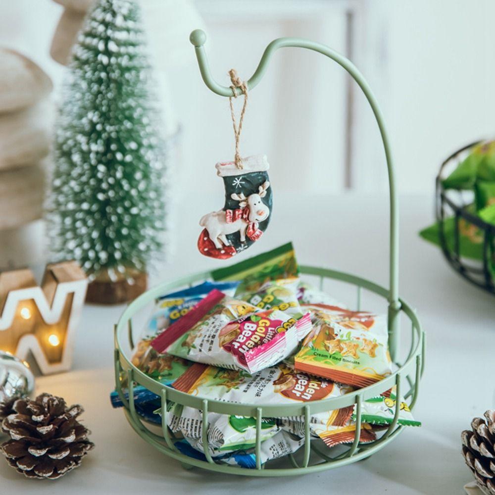 Drain Water Fruit Basket with Banana Hook Kitchen Gadgets Fruit Iron Rack Hanging Basket Universal Food Storage Rack Organizer