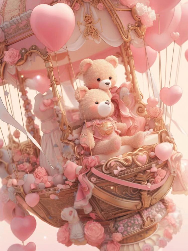 New Diamond Drawing Cartoon Girl and Gift Full Round Cartoon 5D Diy Embroidered Cross Mosaic Home Decoration Gift