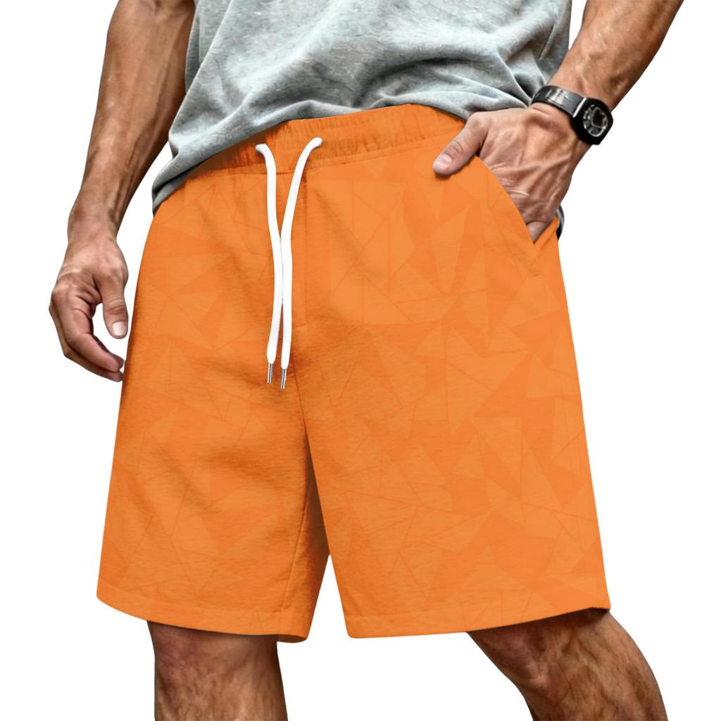 Men Casual Drawstring Waist Athletic Shorts Relaxed Fit Lightweight Breathable Fabric Gradient Print Elastic Waistband