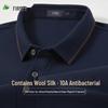 FIRS Men's 10A Antibacterial Silk & Wool Blend Color-Block Lapel Long-Sleeve Polo Shirt