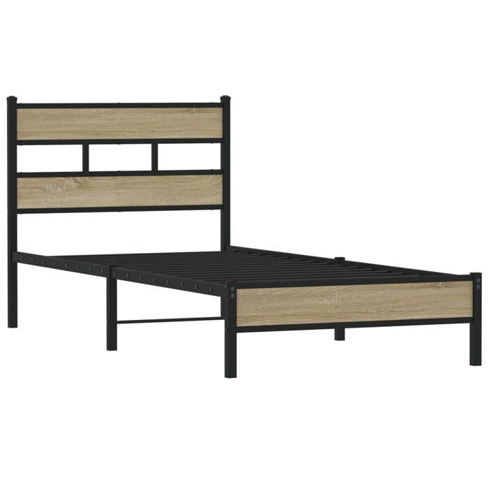 VidaXL Bed Frame Without Mattress Sonoma Oak 90x200 Cm, Single Bed, Bedroom Furniture, Guest Bed, Bed, Frame 4017247