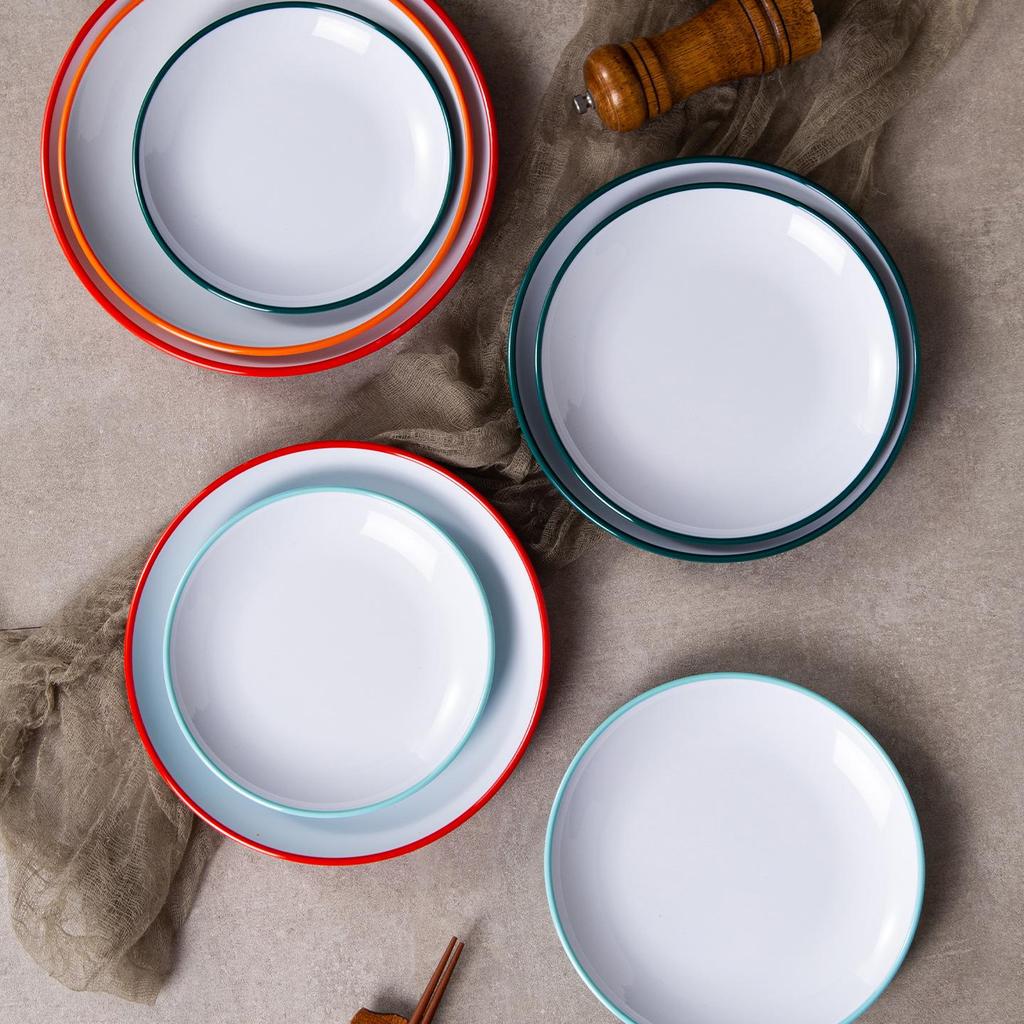 Two-color Round Melamine Stir-fry Plates & Rice Bowls for Hotel Buffet Restaurants