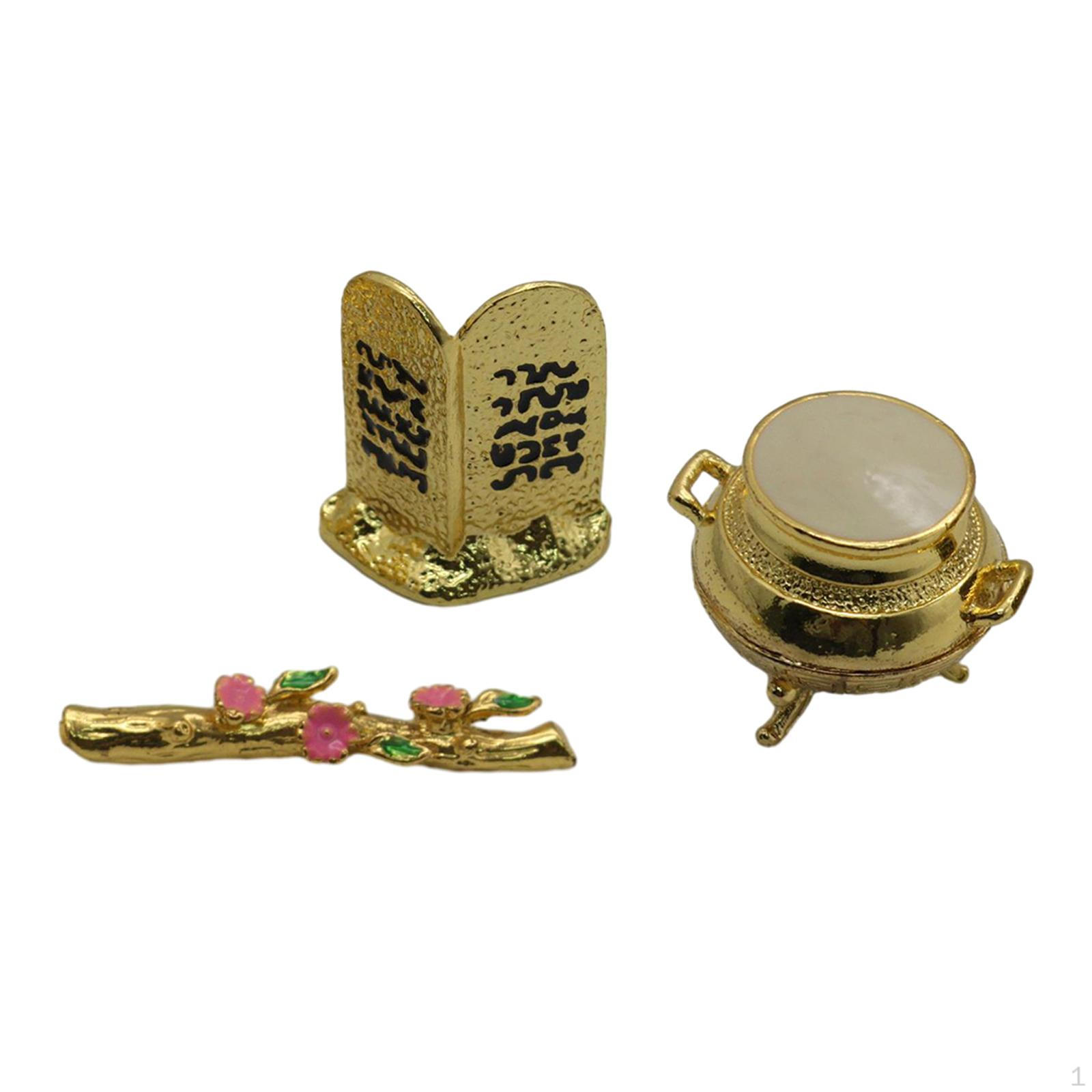 

3 Pieces Aaron s Rod and Gold Jar for Religious Use 6cm 3.5cm