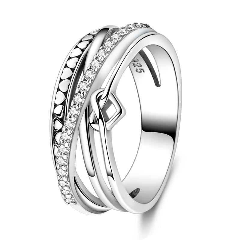Rings For Women 925 Silver Sparkling Zircon Minimalist Geometric Star X Rings Romantic Wedding Engagement Valentine Jewelry Gift