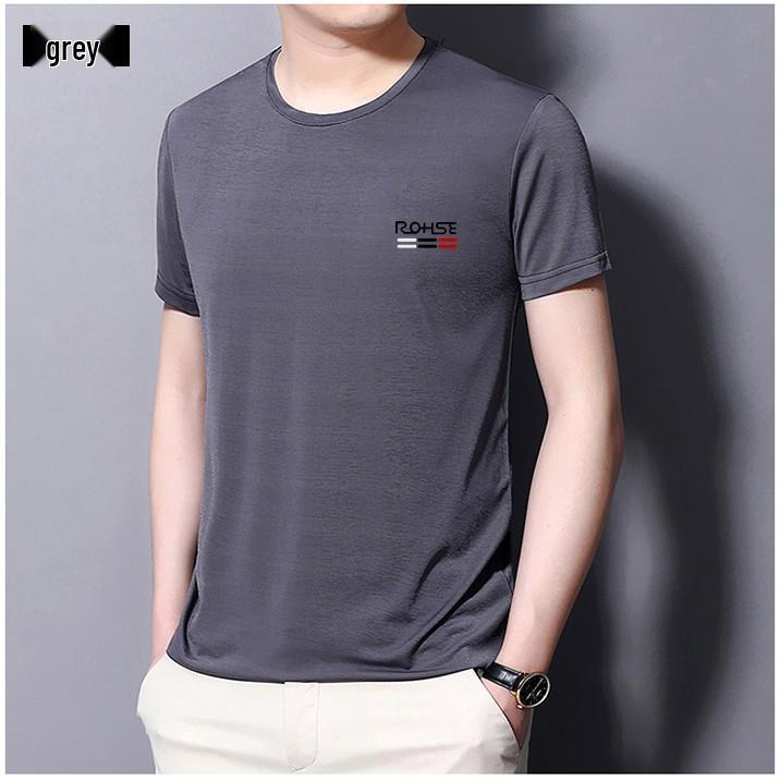 Men's Slim Fit Quick-Dry Ice Silk T-Shirt - Short Sleeve, Round Neck, Solid Color, Breathable, Plus Size